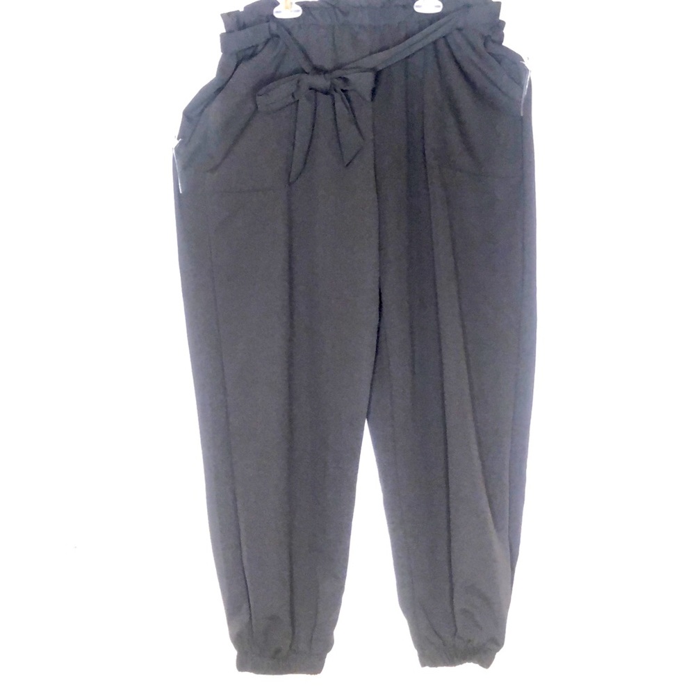 Black Textured knit joggers